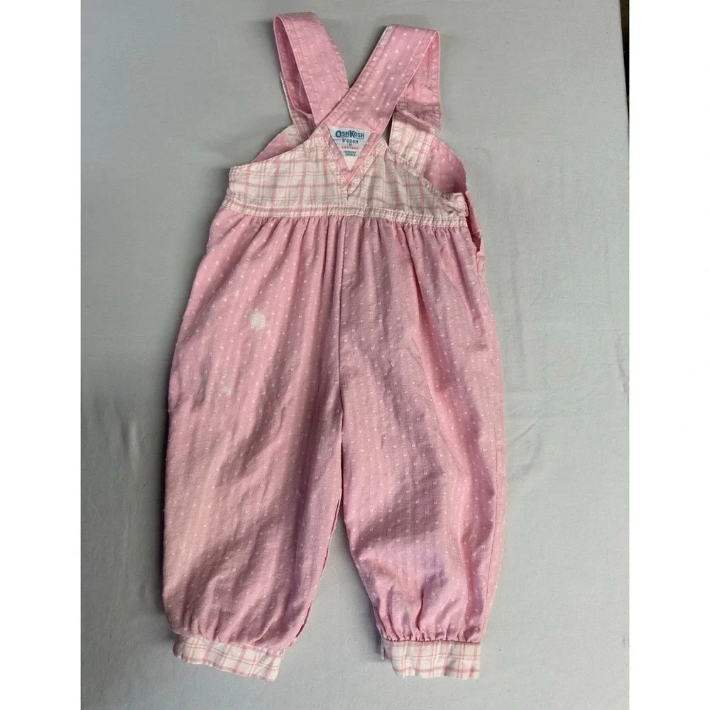 Vintage 80s/90s Pink And White OshKosh B'gosh Bubble Romper Overalls 18 Months